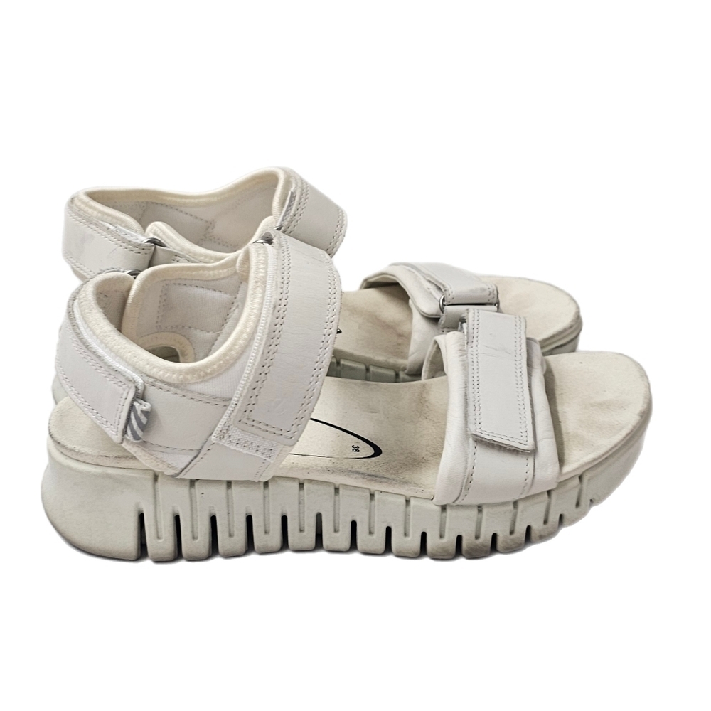 ECCO Gruuv Sol White Leather Sandals Size 38 US 7 7.5 Triple Strap